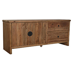 Pegane Meuble TV en bois recyclé coloris naturel - Longueur 156 x Profondeur 44 x hauteur 65 cm