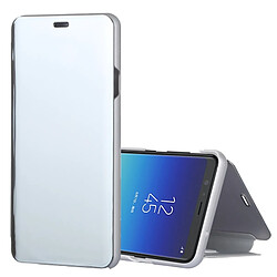 Wewoo Coque Étui à rabat en cuir PU pour miroir Galaxy A9 Star, avec support argent