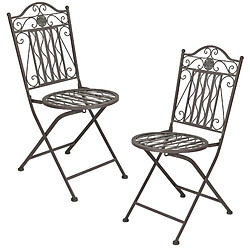 Set de Bistrot Biella pour Jardin Métal Vert Foncé Patine Grise Claire [en.casa]