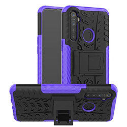 Wewoo Coque Pour OPPO Realme 5 Texture de pneu TPU antichoc + PC Housse de protection avec support violet