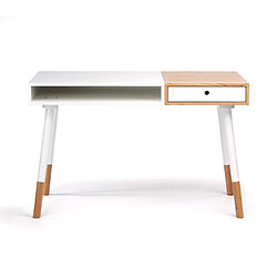 Avis Mes Bureau scandinave 120x60x75 cm décor blanc et chêne