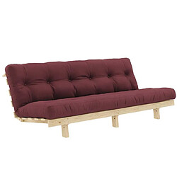 Inside 75 Banquette convertible futon LEAN bois de pin coloris bordeaux 130x200 cm