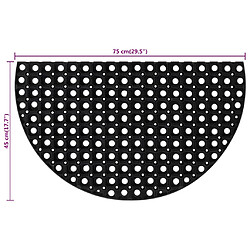 vidaXL Tapis de porte demi-rond 45x75 cm caoutchouc pas cher