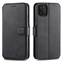 Wewoo Coque Pour iPhone 11 Pro AZNS Texture de mollet Etui en cuir avec rabat magnétique PU support logements cartes et cadre photo Noir