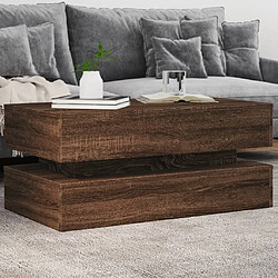 Maison Chic Table basse pour salon | Table à café avec lumières LED chêne marron 90x50x40 cm -GKD42061