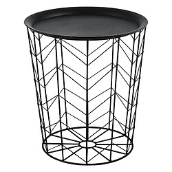 Helloshop26 Set de 2 tables basses design tables de salon paniers plateaux amovibles métal plusieurs tailles noir 03_0006053