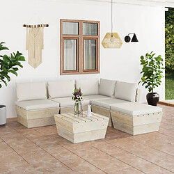 vidaXL Salon de jardin palette 6 pcs avec coussins bois d'épicéa