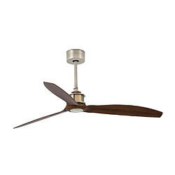 Faro Barcelona Vieil or, ventilateur de plafond en bois avec le moteur à courant continu intelligent - Télécommande incluse