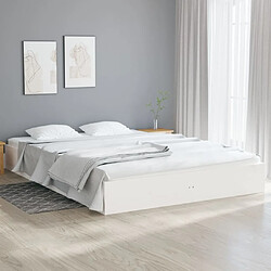 Maison Chic Lit adulte - Lit simple Cadre de lit,Structure du lit Contemporain blanc bois massif 140x200 cm -MN69127