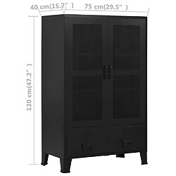 vidaXL Armoire de bureau avec portes en maille Acier 75x40x120 cm Noir pas cher