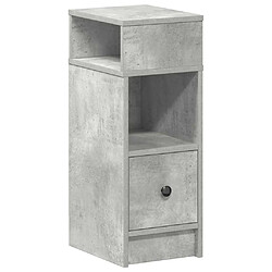 vidaXL Table de chevet avec tiroir gris béton 25x31x66 cm