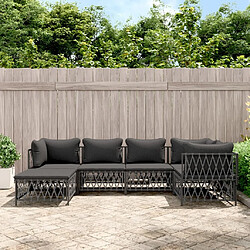 Maison Chic Salon de jardin 6 pcs avec coussins - Table et chaises d'extérieur - Mobilier/Meubles de jardin Moderne anthracite acier -MN59793