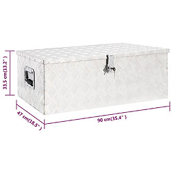 vidaXL Boîte de rangement Argenté 90x47x33,5 cm Aluminium pas cher