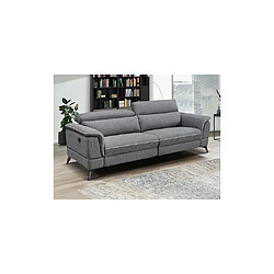 Vente-Unique Canapé 3 places relax électrique en tissu gris MACARI