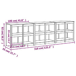 vidaXL Armoires de cuisine d'extérieur 3 pcs bois de pin massif pas cher