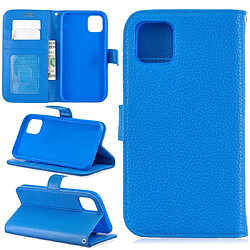 Wewoo Coque Etui à rabat en cuir Lychee pour iPhone 11 supports et fentes cartes portefeuille et cadre photo bleu