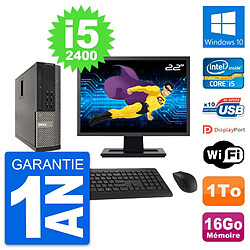 PC Dell 990 SFF Ecran 22" Intel i5-2400 RAM 16Go Disque Dur 1To Windows 10 Wifi - Occasion