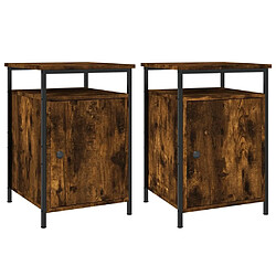 Maison Chic Lot de 2 Tables de chevet - Tables de Nuit chêne fumé 40x42x60 cm bois d'ingénierie