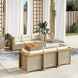 vidaXL Salon de jardin avec coussins 7 pcs beige résine tressée