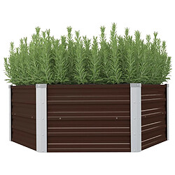 Maison Chic Jardinière,Bac à fleurs - pot de fleur surélevée Marron 129x129x46 cm Acier galvanisé -GKD88011