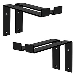 Lot de 4 Supports d'Étagère ML-Design 25x4x14,5 cm, en Métal, Noir, Style Industriel