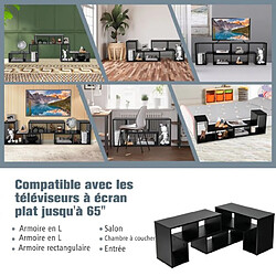 Helloshop26 Meuble tv 3 pièces 139x30x43cm combination libre pour télévision jusqu’à 49 pouces pour salon chambre bureau en MDF noir 20_0004949 pas cher