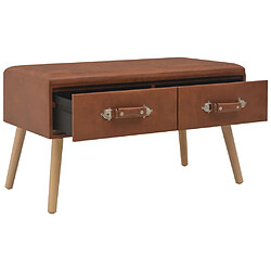 Helloshop26 Banquette pouf tabouret meuble banc avec tiroirs 80 cm marron synthétique 3002131