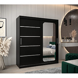 Abiks Meble Armoire PROMO V2 À Portes Coulissantes 200/180/62 2 Portes (Noir/Noir)