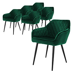 ML-Design Lot de 6x chaises de salle à manger rembourré en velours fauteuils salon vert