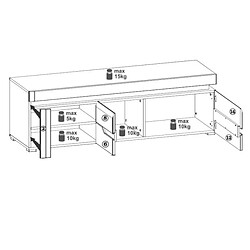 Dansmamaison Meuble TV 150 cm Blanc/Chêne à LED - KIELE