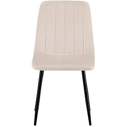 Avis Decoshop26 Lot de 4 chaises de salle à manger coutures décoratives verticales en tissu velours crème et pieds métal noir 10_0001868