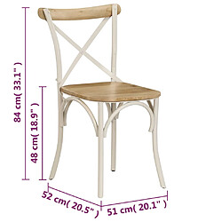 vidaXL Chaises à dossier croisé lot de 2 blanc bois de manguier solide pas cher