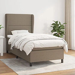 Maison Chic Structures de lit + matelas,Lit à sommier tapissier avec matelas Taupe 90x190 cm Tissu -MN14467