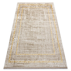 RUGSX Tapis moderne DUKE 51523 beige or - Cadre, structuré, très doux, franges 140x190 cm