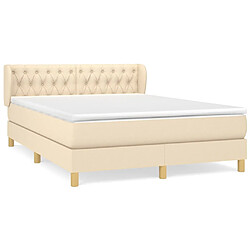 vidaXL Sommier à lattes de lit avec matelas Crème 140x190 cm Tissu