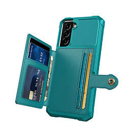 Coque en TPU + PU antichoc avec béquille et porte-cartes vert pour votre Samsung Galaxy S22 5G