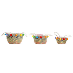 Set de basket DKD Home Decor Polyester Pompons (57 x 45 x 42,5 cm)