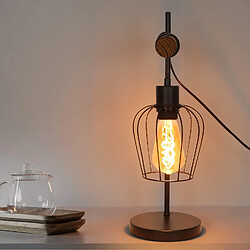 Avis NETTLIFE Lampe de table rétro 1 flamme lampe de chevet vintage en métal et bois - noir - douille : E27 - interrupteur inclus - ampoules non comprises