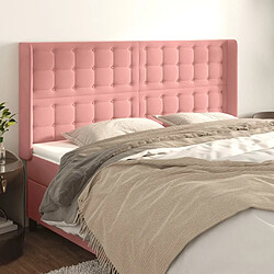 Maison Chic Tête de lit scandinave avec oreilles,meuble de chambre Rose 203x16x118/128 cm Velours -MN92245