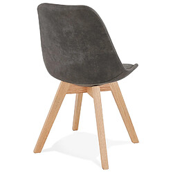 Acheter Alterego Chaise en microfibre grise 'AXEL' avec structure en bois finition naturelle