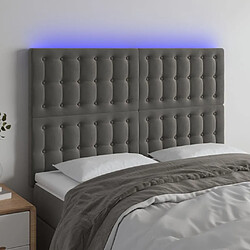 Maison Chic Tête de lit scandinave à LED,meuble de chambre Gris foncé 144x5x118/128 cm Velours -MN82582