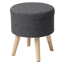 Avis Helloshop26 Tabouret d'assise en lin avec rangement couvercle amovible gris foncé 19_0000520