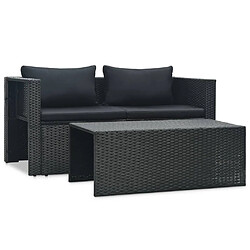 vidaXL Salon de jardin 6 pcs avec coussins résine tressée noir