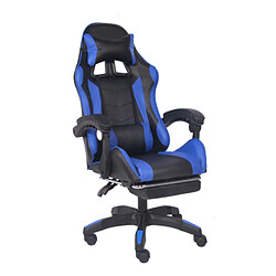 Concept Usine Chaise de gaming massante noire et bleue avec repose pieds ULTIM