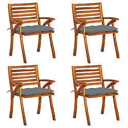 vidaXL Chaises de jardin avec coussins lot de 4 Bois de teck solide