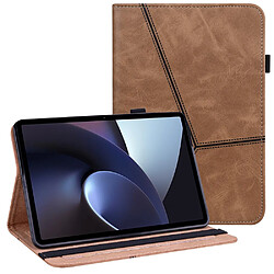 Etui en PU motif de lignes, réglable, antichocs avec support et porte-carte, marron pour votre Oppo Pad