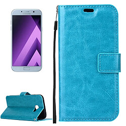 Wewoo Housse Étui bleu pour Samsung Galaxy A5 2017 / A520 Crazy Horse Texture Horizontal Flip PU en cuir avec support & Slots de cartes Portefeuille & Cadre photo et ampère Lanière & Boucle magnétique