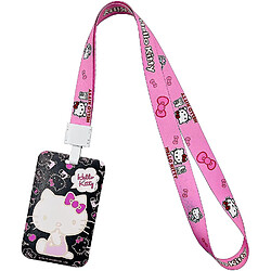 Universal Hello Kitty Lonyard avec support d'identification, longes mignonnes pour badges d'identification pour femmes et homme, porte-cordon de badge pour clés, longe kawaii, lanière d'anime, lanya rose