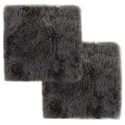 vidaXL Coussins de chaise lot de 2 Gris clair 40x40cm Mouton véritable