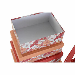 Jeu de Caisses de Rangement Empilables DKD Home Decor Fuchsia Blanc Pêche Carton (43,5 x 33,5 x 15,5 cm)